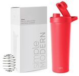 Simple Modern Stainless Steel Shaker Bottle with Ball 24oz | Metal Insulated Cup for Protein Mixes, Shakes and Pre Workout | Rally Collection | Radiate Red