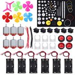 6 Set DC Motor Kit, Mini Electric 1.5-3V 24000RPM Mini Motor with 86 Pcs Plastic Gears 6 x AA Battery Holder Motor Mounting Bracket Boat Rocker Switch and Shaft Propeller for DIY Science Projects