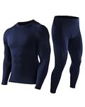 Roadbox Thermal Underwear Sets for Men - Base Layer Shirts & Thermal Pants Extreme Cold Weather Gear for Snowboard Running Blue