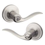 Kwikset Satin Nickel Keyed Lever Door Handle with Lock, Reversible, Pick Resistant Smartkey Security - for Front Doors and Bedrooms