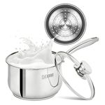 DERUI CREATION Stainless Steel Saucepan 18cm | 2.5 Litre with Steamer Basket and Glass Lid | Vegetable Steamer |Easy to Clean| Small Steamer Pan for Cooking