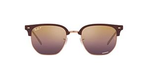 Ray-Ban Unisex's Rb4416 New Clubmaster Sunglasses, Bordeaux on Rose Gold/Wine Polarized, 53 mm