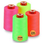 New brothread - 30 Options - 4 Large Cones of 5500Y (5000M) Each All Purpose Spun Polyester Thread 40S/2 (Tex27) for Serger, Overlock, Quilting, Piecing and Sewing - Neon Colors