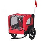 soges Foldable Dog Bicycle Trailers, Breathable Mesh Dog Bike Trailer with 2 Entrances, Dogs Cart with Internal Leash, Safety Reflectors, Red, 30HRFQPT01-RD-Pro-CA