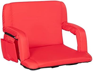 Flash Furniture Extra Wide Lightweight Reclining Stadium Chair - Red Padded Armrests, Back & Seat - Storage Pockets - Backpack Straps - Rear Zippered Compartment