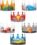 WERNNSAI Race Car Birthday Party Hats - 12PCS Birthday Party Supplies Crowns for Kids with Elastic Band Colorful Paper Party Crowns for Racing Theme Family Classroom Baby Shower Party Favors