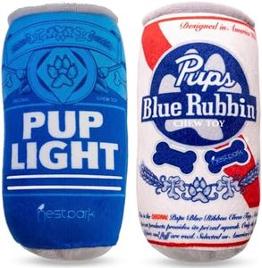 Nestpark Pup Light and Pups Blue Rubbin - Beer Dog Toys - Funny Dog Toys - Plush Squeaky Cute Dog Gifts for Dog Birthday - Cool Stuffed Parody Dog Toys (2 Pack) (Mix)