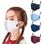 Cenwell 5 Pcs Kids 3D Mask Reusable, Washable & Breathable Stylish Printed Kids Face Mask with Adjustable Earloops for Boys Girls Children Gift, Cute Designer Mask, Facemask, Cotton