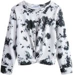 Arshiner Girls Casual Twist Front Lightweight Sweatshirt Tie Dye Printed Long Sleeve Crop Tops Pullover