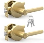 Mega Handles - RAEGEN Entry Handle 2 Pack I Entry Lever Door Handle - Heavy Duty Locking Lever Set - Satin Brass - Keyed Alike