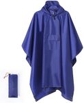 Hooded Rain Poncho for Adult with Pocket PU coating, Waterproof Lightweight Unisex Raincoat Reusable Rain Coat for Hiking Emergency Camping H HOME-MART, Blue