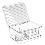 iDesign Linus Stackable Organizer Box for AA, AAA and Other Batteries-Clear, 17 x 14.2 x 7.6 cm