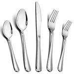 60-Piece Silverware Set, E-far Stainless Steel Classic Flatware Cutlery Set, Eating Utensils for Restaurant Hotel Party, Service for 12, Mirror Finish, Dishwasher Safe