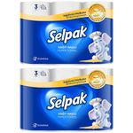 Selpak Calorie Absorber Kitchen Towel Paper Tissue - 6 Rolls (Pack of 2, 3 Rolls Each)