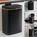 Hanging Kitchen Compost Bin 8 Liter/2.1 Gallon, Small Trash Can with Detachable Inner Bucket for Cupboard/Countertop/Bathroom/Camping/Office/Camping (Black-8 Liter)