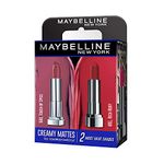 Maybelline New York Matte Lipstick, Intense Colour, Keeps Lips Moisturised, Color Sensational Creamy Matte Lipstick, Touch of Spice & Rich Ruby (Pack of 2)