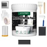 Omcasa Water-Based Paint,Odorless DIY Sink Bathtub Repair, Countertop Reglaze Kit, Easy Cover Application,Resurface Paint for Bathroom Kitchen Porcelain Fiberglass, (1kg,With Tools,Black)