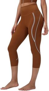 BALEAF Freeleaf Broadway Women's Capri Leggings with Pockets, High Waisted Dance Yoga Workout Running Gym Casual Summer Capris Pants, Brown M