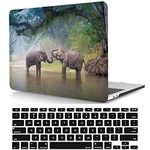 Laptop Case Compatible with New MacBook Air 13.6 inch Case 2022 M2 Chip Model A2681, 3D Color Printing Matte Plastic Hard Shell Case Cover & Keyboard Cover Skin - Elephant