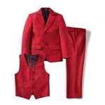 Yuanlu Toddler Tuxedo Suits for Boys with Coat Vest and Pants Set Outfit Red Size 4T