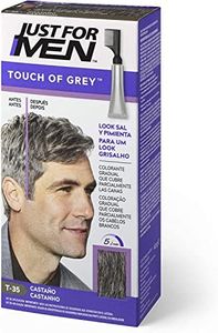 Just For Men Touch Of Grey, Tinte Pelo Hombre, Reduce Parcialmente Las Canas, Con Aplicador, Sin Amoníaco Ni Peróxido, Color Castaño T35
