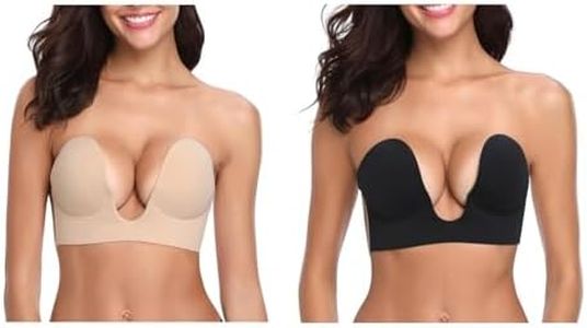 Lot de 1/2 Soutiens-Gorge Dos Nu Push Up Bras sans Bretelles Auto-adhésifs Femme Invisible Soutien Gorge sans Bretelles Réutilisable Soutien Gorge pour Robes de Soirée Robes de Bal