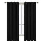 Deconovo Window Blackout Curtain Panel Grommet Thermal Insulated Room Darkening Curtain Panel for Living Room Black 52 by 63 Inch