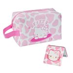 ENENSET kitty Travel Cosmetic Bag, Large Capacity Cartoon Cosmetic Pouch Makeup Bag with Zipper, PU Travel Toiletry Bag Makeup Accessories Organizer, Foldable Storage Bag Makeup Pouch for Girls,