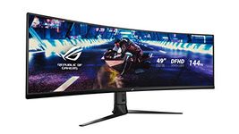 ASUS ROG STRIX Curved XG49VQ, 49 Inch DFHD (3840x1080) Gaming monitor, VA, up to 144Hz, 125% sRGB, DP, HDMI, USB3.0, FreeSync 2 HDR, DisplayHDR400, AuraSync, Red & Dark Gray