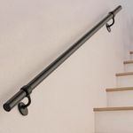 Thsgrt Stair Railing Indoor 3 Feet Hand Rails for Indoor/Outdoor Steps 1.5" Round Porch Railing Wall Mount Aluminum Hand Rails for Indoor Stairs Industrial Staircase Handrails