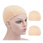 2 Pcs Wig Caps Bamboo Fiber Wig Cap Elastic Breathable Wig Liner Cap (Beige)