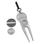 Golf Divot Tool, Green Repair Fork Magnetic Ball Marker Repair Pitch Groove Cleaner Pitch Fork Training Accessories(Golf)