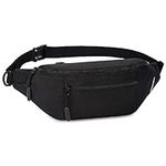 Large Fanny Packs for Women Men with 4-Zipper Pockets Waist Bag for Dog Walking Casual Travel Sport Workout Gift, Black