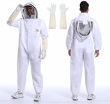 Bee Suit for Men Women Sting Proof, Polycotton Beekeeping Suit Beekeeper Costume&with Glove &Ventilated Hood, Bee Outfit for Backyard and beekeeping supplies (XXL)