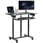 VIVO Mobile Height Adjustable Table, Stand Up Desk Cart with Sliding Keyboard Tray, Computer Workstation, Rolling Presentation Cart, Black, CART-V06A