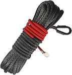 Winch Rope, Synthetic Winch Rope 5/16 Inch x 50 ft 12000LBs Winch Rope Cable with Black Protecing Sleeve for ATV UTV SUV Winches Line Cable Rope Truck Boat Towing Rope(Black Red)