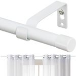 Curtain Rods for Windows 28 to 48 Inch, 5/8 Inch Matte White Curtain Rod Heavy Duty Small Drapery Curtain Rods Set with Brackets, Size: 23-52 Inch