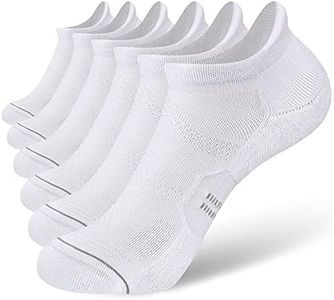 CS CELERSPORT 6 Pack No Show Running Socks For Women With Tab Ankle Athletic Socks, White, Medium