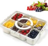 Divided Serving Tray with Lid and Handle - 8 Compartment Snackle Box Charcuterie Container, Food Container,Snack Tackle Box,Clear Snack Organizer Travel,For Party,Road Trips,Picnic,Sport Games 1pack