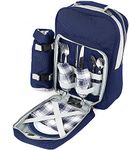 Greenfield Collection 2 Person Cooler Bag Picnic Set Rucksack; Lightweight Picnic Backpack Hamper; Includes Cutlery Set; Perfect Waterproof Coolbag Backpack for Camping/BBQ/Hiking - Blue