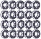 Rollerex 608-2RS Wheel Bearings 20-Pack (for Any Product Using Skate Wheels) (Carbon Steel) - for Inline, Roller Blade, Rollerskate, Skateboard, RipStik & More