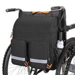 SAMDEW Large Wheelchair Bag to Hang on Back, Wheelchair Accessories Bag for Adult & Senior, Power & Manual Wheelchair Backpack Pouch with Medicine Storage Insulation Pocket & Shoulder Strap, Bag Only