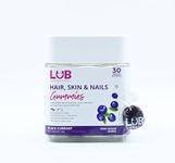 LUB Love Your Body Hair, Skin and Nail Gummies Enriched With Biotin, Hyaluronic Acid, Niacinamide and Collagen Peptides for Clear Skin, Strong Hair and Nails| Reduces Acne, Prevents Hair Loss and Nail Breakage | No Added Sugar (30 Gummies)