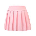 Bezioner Girls Tennis Skirt with Shorts,Golf Skort with Dual Pockets Pleated Skirt Skater Mini School Skirt Pink New L(8-9 Years,120-130 cm)