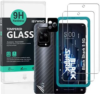 Ibywind Verre Trempé de Protection pour Black Shark 5 5G 6,67", [Paquet de 2] avec Métal Protecteur D'écran de Caméra,Protection arrière Effet Fibre de Carbone,avec Une kit d'installation Facile