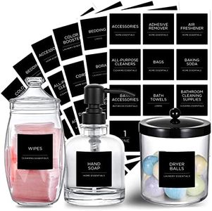 Prefdo Laundry Labels for Jars,144 Minimalist Laundry Room Labels, Waterproof Cleaning Labels for Glass Jars Spray Bottles Linen Containers Laundry Room Bathroom Storage Organization (Black)