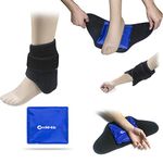 Foot Ankle Ice Gel Pack for Follow and Sole, Hot Cold Therapy Reusable Pad and Adjustable Heel Ice Wrap Perfect for Plantar Fasciitis, Achilles Tendonitis, Sprains, Swollen Foot and Muscle Pain Relief