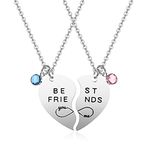 Jovivi Stainless Steel Friend Necklaces Heart Puzzle Pendant with Engraving Best Friends Necklace Friends Chains for 2 Gifts