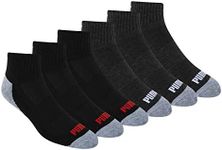 PUMA Socks Men's Quarter Cut Socks, Dark Grey, Sock Size:10-13/Shoe Size: 6-12 (Pack of 6)