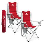 VOYAGER 2 Pack Outdoor Camping Chair Set,120kg Capacity, 3.3kg Per Chair, Waterproof Folding Chairs with Cup Holder & Side Pockets, Portable Chairs for Garden, Fishing, Picnic Camping & Travel Comfort